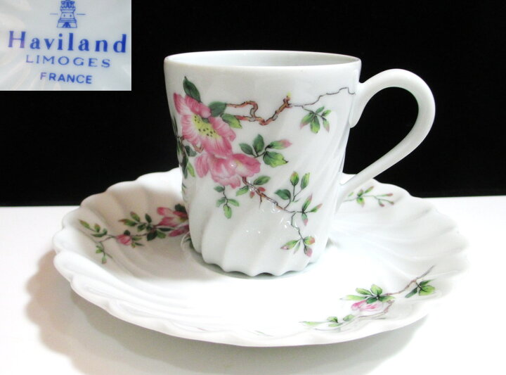 楽天市場】リモージュ ピンクの花柄のHaviland工房のデミタスカップ 