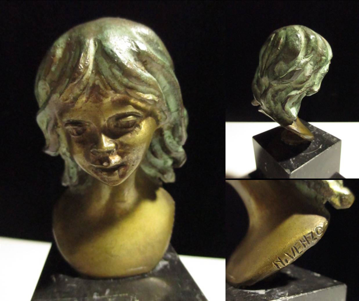 827A イタリア彫刻家 G.ヴィセンティン 女性の胸像 ビスキット彫刻