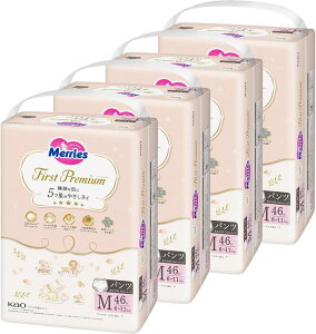 送料無料 紙オムツ 4パック 花王【パンツ Mサイズ】メリーズファーストプレミアム(6~11kg) 184枚(46枚×4パック)