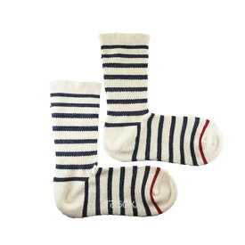 ラソックス | rasox 靴下 ソックス コットンボーダー・クルー CA130CR01 メンズ レディース 男性用 女性用 L字型 クルー丈 フィット感 誕生日 お祝い 母の日 バレンタイン プレゼント ギフト おすすめ ブランド