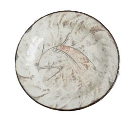 【棟山窯】御本粉引　笹彫り　丸　五五皿　17cm　お皿　中皿 前菜皿　天皿