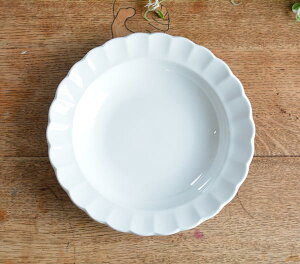 【白い食器】われにくい強化磁器 TIARA ティアラピュアホワイト フリル スーププレート カレー パスタ皿 23cm しろい 白い ホワイト 白い器 白い食器 白い陶器 高級白磁