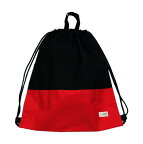 【ナップ 大容量 巾着L】ナップサックタイプ （ツートンカラー）撥水防水生地 スポーツバッグ プールバッグ (黒xレッド)