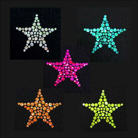 【スパングル】 スパンコールモチーフ （星5色セット:シルバー、ピンク、ライトグリーン、アクアブルー、ライトオレンジ） アイロン接着