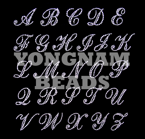  アルファベット ラインストーンモチーフ アイロン接着可 ロゴに最適 やや大きめのSサイズ ご希望の文字を色選択よりお選びください。