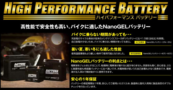 楽天市場 Daytona ハイパフォーマンスバッテリー Dytz14s Mfタイプ 928 バイクパーツ Motojam 楽天市場店