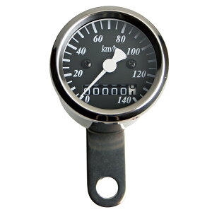 GOODS グッズ 機械式ミニスピードメーター φ48mm ブラックパネル トリップ無 汎用品  58-43620
