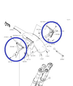 在庫有り 当日発送 Kawasaki カワサキ純正 左右セット フエンダ(フロント) アーム LH F.S.ブラツク左側(35038-0003-18R) / フエンダ(フロント) アーム RH F.S.ブラツク右側(35038-0004-18R) Kawasaki Z900RS / Z900RS CAFE 35038-0003-18R　35038-0004-18R