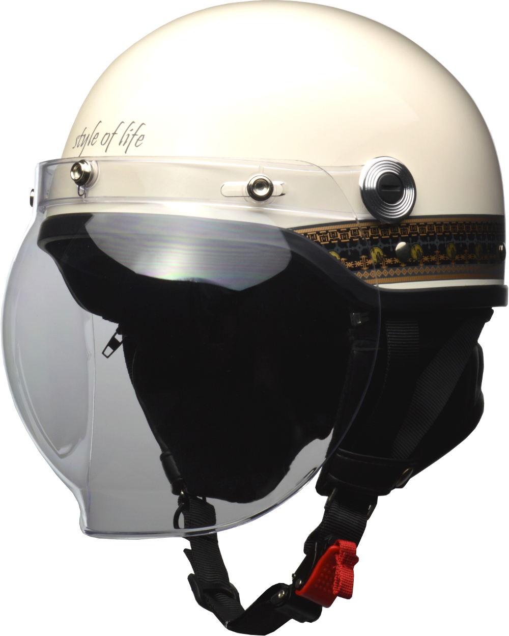 リード工業 LEAD バイクヘルメット ハーフ CROSS 57-60cm未満 捧呈 バブルシールド付き ハイクオリティ CR-760 フリーサイズ エスニックアイボリー