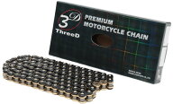 【25日限定！クーポン配布！】 スリード ThreeD バイク用チェーン 525ZN ブラック&ゴールド 110L MLJ (カ…