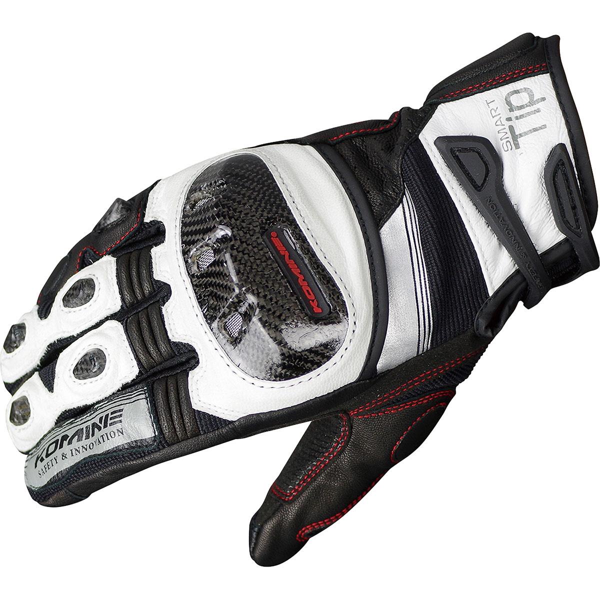 コミネ (Komine) バイク用 グローブ Gloves GK-193 プロテクトレザーメッシュグローブ-グレン ホワイト ブラック 白 黒 Mサイズ 06-193/WH/BK/M