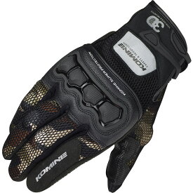 【25日限定！クーポン配布！】 コミネ KOMINE バイク用 グローブ Gloves GK-215 プロテクト3Dメッシュグローブ カモ ブラック 迷彩 黒 Lサイズ 06-215/3DCAMO/BK/L