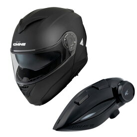 【マラソン期間 全品P2倍！25日クーポン配布！】 コミネ KOMINE バイク用 HK-171 FL システムヘルメット + KK-902 モーターサイクルインターカム インカム マットブラック XLサイズ 00-171