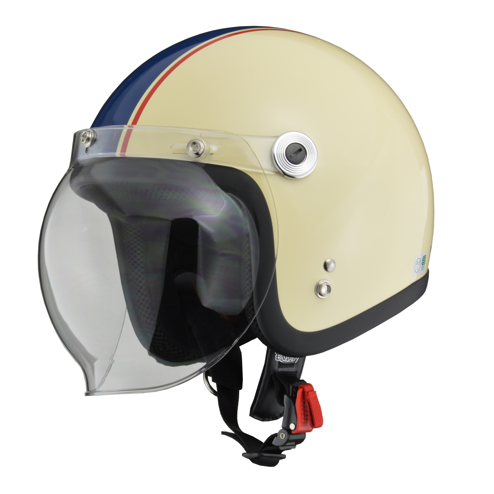 リード工業 (LEAD) バイク用 ジェット ヘルメット BARTON BC-10 アイボリー ネイビー フリーサイズ (57-60cm未満)
