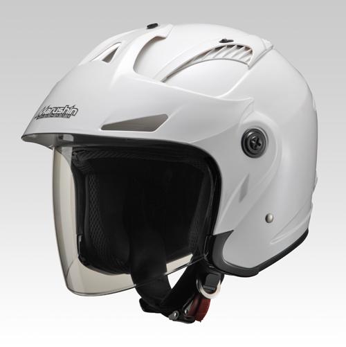 マルシン(Marushin) バイク ヘルメット ジェット バイザー付き M-385 ホワイトメタリック フリーサイズ (57~60cm)