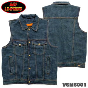 yHOT LEATHERSzBLUE DENIM BIKER VEST@u[@fj@xXg@fjxXg@USTCY@zbgU[@(VSM6001)