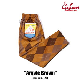 COOKMAN/クックマン　Long Chef Pants シェフパンツ「Argyle Brown」（ユニセックス）アーガイル　ブラウン