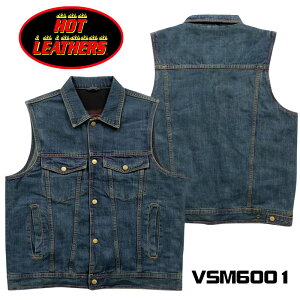 �yHOT LEATHERS�zBLUE DENIM BIKER VEST�@�u���[�@�f�j���@�x�X�g�@�f�j���x�X�g�@US�T�C�Y�@�z�b�g���U�[�@(VSM6001)