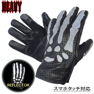 【送料無料】HEAVY 山羊革パンチングメッシュグローブ リフレクター　ボーン｜スマホタッチ対応 穴あき　…