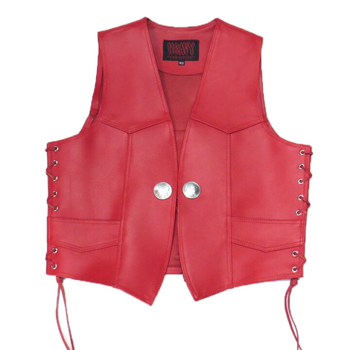 楽天市場 送料無料 Heavy オイルレザーベスト レッドモトブルーズ Vest 赤いベスト Hvo 01r メンズ レディース Motobluez モトブルーズ