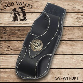 GOD VALLEY　 ウォレットホルダー　牛革　 ハンドメイド 手縫い　ウォレットケース　財布ホルダー　ブラック　コンチョ（GV-WH-BK1）