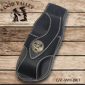 【商品入れ替えの為 10%OFF】GOD VALLEY　 ウォレットホルダー　牛革　 ハンドメイド 手縫い　ウォレットケース　財布ホルダー　ブラック　コンチョ（GV-WH-BK1）
