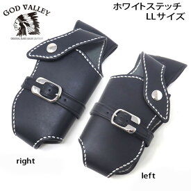 【商品入れ替えの為 10%OFF】GOD VALLEY 　スマホホルダー 　牛革　ハンドメイド　手縫い モバイルホルダー　スマホケース　ベルトポーチ　ピストルホルダー風　バイカー　ブラック/ホワイトステッチ　LLサイズ(GV-SH-BKW-LL)