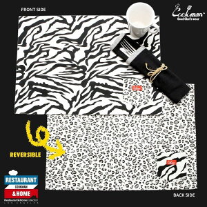 COOKMAN�@�e�[�u���}�b�g Table Pocket Mat Reversible�wSnow Leopard ��Zebra�x���o�[�V�u�������`�����}�b�g�@�X�m�[���I�p�[�h���[�u���@�N�b�N�}��