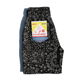 COOKMAN/クックマン　ショートシェフパンツ　 Chef Pants Short Paisley Black（ユニセックス）ペイズリー　ブラック