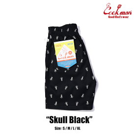 COOKMAN/クックマン　ショートシェフパンツ　 Chef Pants Short Skull Black（ユニセックス）スカル　ブラック　ショートパンツ　短パン　ハーフパンツ