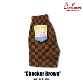 COOKMAN/クックマン　ショートシェフパンツ　 Chef Pants Short Checker Brown（ユニセックス）チェッカー　ブラウン　ショートパンツ　短パン　ハーフパンツ