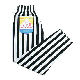 COOKMAN/クックマン　Long Chef Pants シェフパンツ「Wide Stripe Black」（ユニセックス）ストライプ　ブラック　ホワイト　白　黒