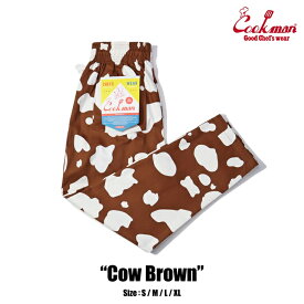 COOKMAN/クックマン　Long Chef Pants シェフパンツ「Cow Brown」（ユニセックス）牛　牛柄　カウ　カウ柄　ブラウン　アニマル　アニマル柄　アニマルシリーズ