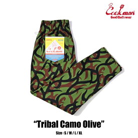 COOKMAN/クックマン　Long Chef Pants シェフパンツ「 Tribal Camo Olive」（ユニセックス）トライバル　カモオリーブ