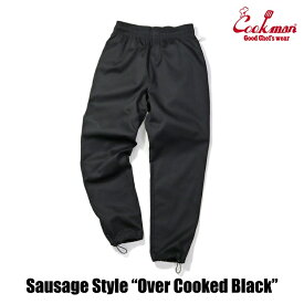 COOKMAN/クックマン　Long Chef Pants Sausage Style シェフパンツ「Over Cooked Black」（ユニセックス）ブラック