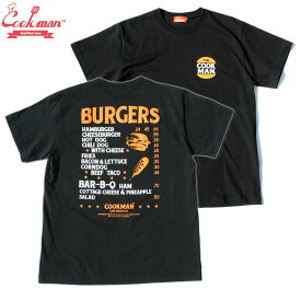 COOKMAN/クックマン　半袖Tシャツ Burgers menu　（ユニセックス）バーガーメニュー