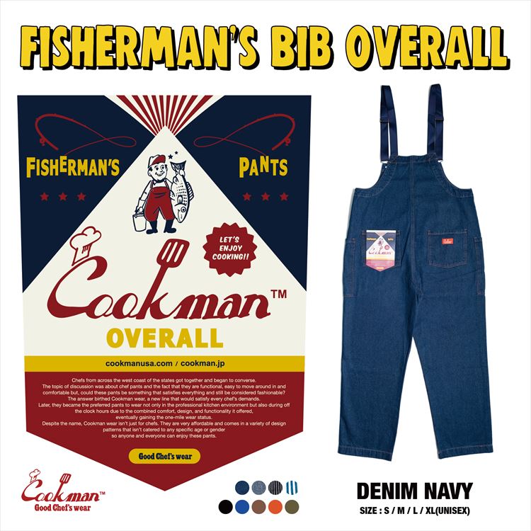 COOKMAN/クックマン Fisherman's Bib Overall Denim Navy （ユニセックス）フィッシャーマン ビブ オーバーオール デニム ネイビー