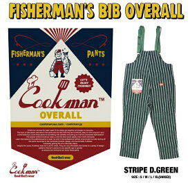 COOKMAN/クックマン　Fisherman's Bib Overall Dark Green（ユニセックス）フィッシャーマン　ビブ　オーバーオール　ストライプ　ダーク　グリーン