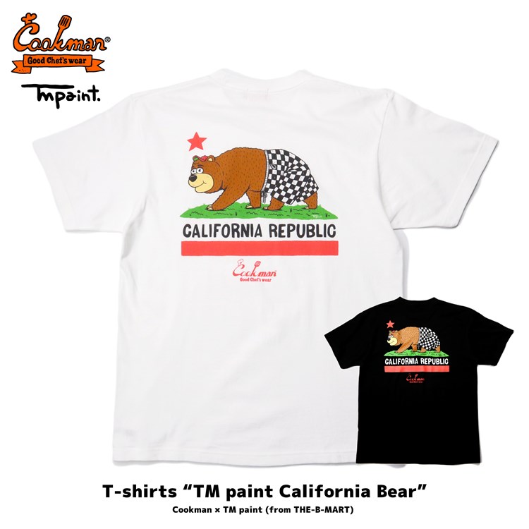 cookman wear from メーカー公式ショップ California COOKMAN クックマン Tシャツ 半袖 【福袋セール】 Paint bear ユニセックス TM ブラック ホワイト