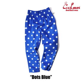 COOKMAN/クックマン　Long Chef Pants シェフパンツ「Dots Blue」（ユニセックス）水玉　ドット　青　ブルー