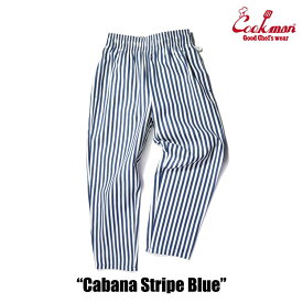 COOKMAN/クックマン　Long Chef Pants シェフパンツ「Cabana Stripe Blue」（ユニセックス）カバナ　ストライプ　ブルー