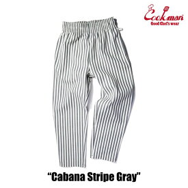 COOKMAN/クックマン　Long Chef Pants シェフパンツ「Cabana Stripe Gray」（ユニセックス）カバナ　ストライプ　グレー