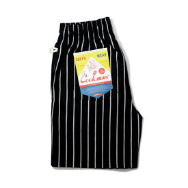 COOKMAN/クックマン　ショートシェフパンツ　Chef Pants Short Stripe Black （ユニセックス）ストライプ　ブラック　ハーフパンツ　イージーパンツ