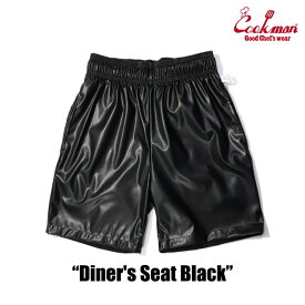COOKMAN/クックマン　ショートシェフパンツ　 Chef Pants Short Diner’s Seat Black（ユニセックス）　ハーフパンツ　シンセティックレザー　ブラック
