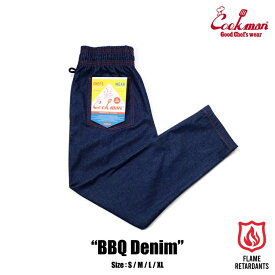 COOKMAN/クックマン　Long Chef Pants シェフパンツ「BBQ Denim」（ユニセックス）バーベキュー　デニム　ネイビー　難燃性生地