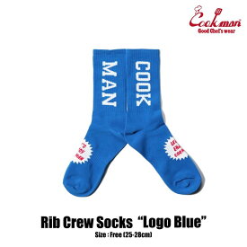 COOKMAN/クックマン　ソックス 　靴下　Rib Crew Socks『Logo Blue』ロゴ　ブルー