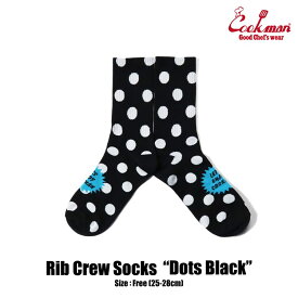 COOKMAN/クックマン　ソックス 　靴下　Rib Crew Socks『 Dots Black』ドット　水玉