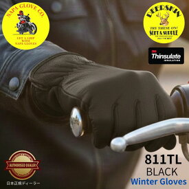 【送料無料】HEAVY ナパグローブ　鹿革ショート/シンサレート冬用(ブラック）【811TL】正規品！ 防寒 裏地あり 鹿革 鹿皮 ディアスキン 本革 本皮 冬 バイク用 手袋 レザーグローブ アメリカ シンプル 男女兼用 ユニセックス キャンプ アウトドア