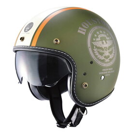 HOUSTON　ヒューストン インナーバイザーヘルメット（HTVH-2021）カーキ／アイボリー／オレンジ フリーサイズ　SG規格適合品　内装脱着可能