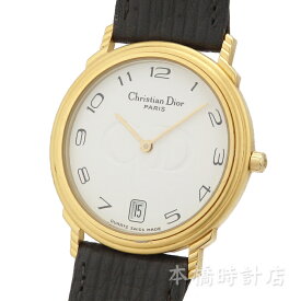 クリスチャンディオール　Christian Dior　レディース　クォーツ　ゴールド　ホワイト　箱付　機械点検・電池交換済み　腕時計【中古】